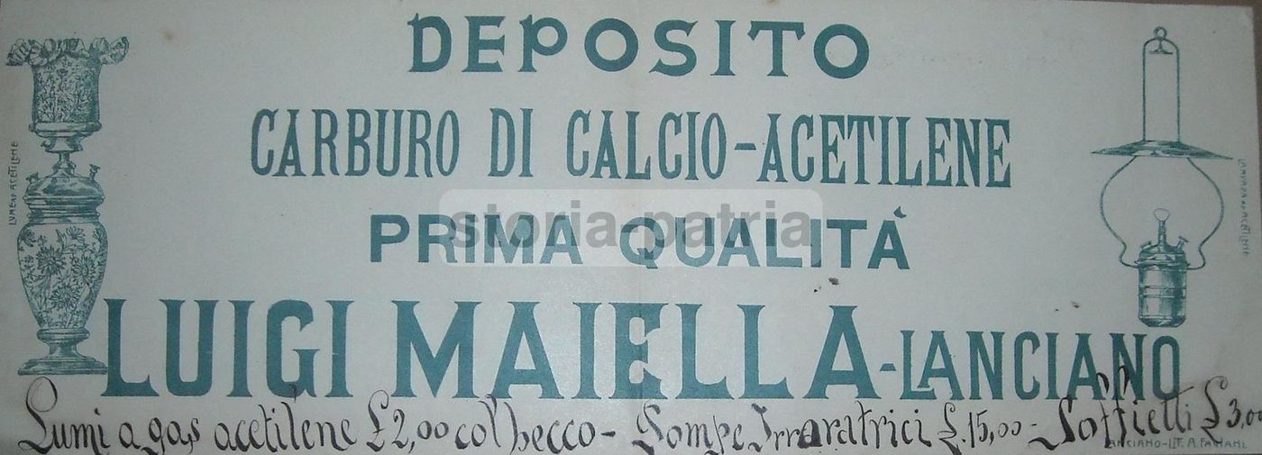 Volantino Pubblicitario Antico Acetilene Lanciano Luigi Maiella