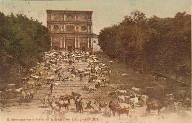 Cartolina L'Aquila Fiera San Bernardino 1900 Animata Rara Epoca