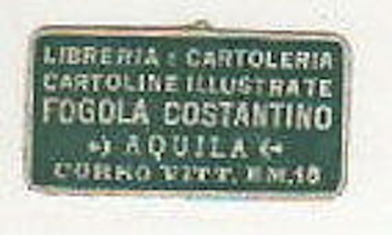 Etichetta Pubblicitaria Libreria Fogola L'Aquila, Primo '900