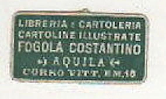 Advertising Label Fogola Bookshop L'Aquila, Early 1900s