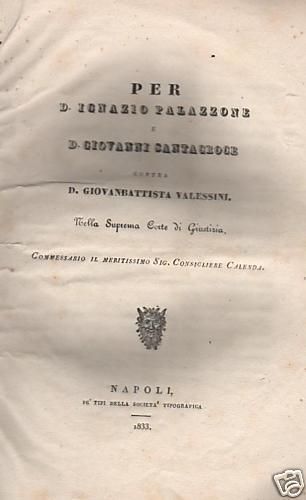 Allegazione Giuridica Manoppello 1833 Palazzone Santacroce Valessini