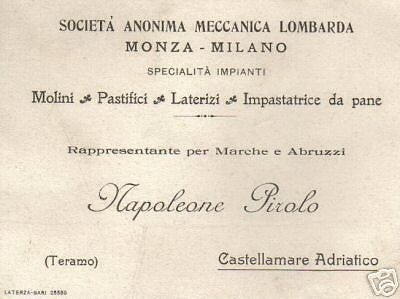 Società Anonima Meccanica Lombarda: Biglietto Commerciale Napoleone Pirolo