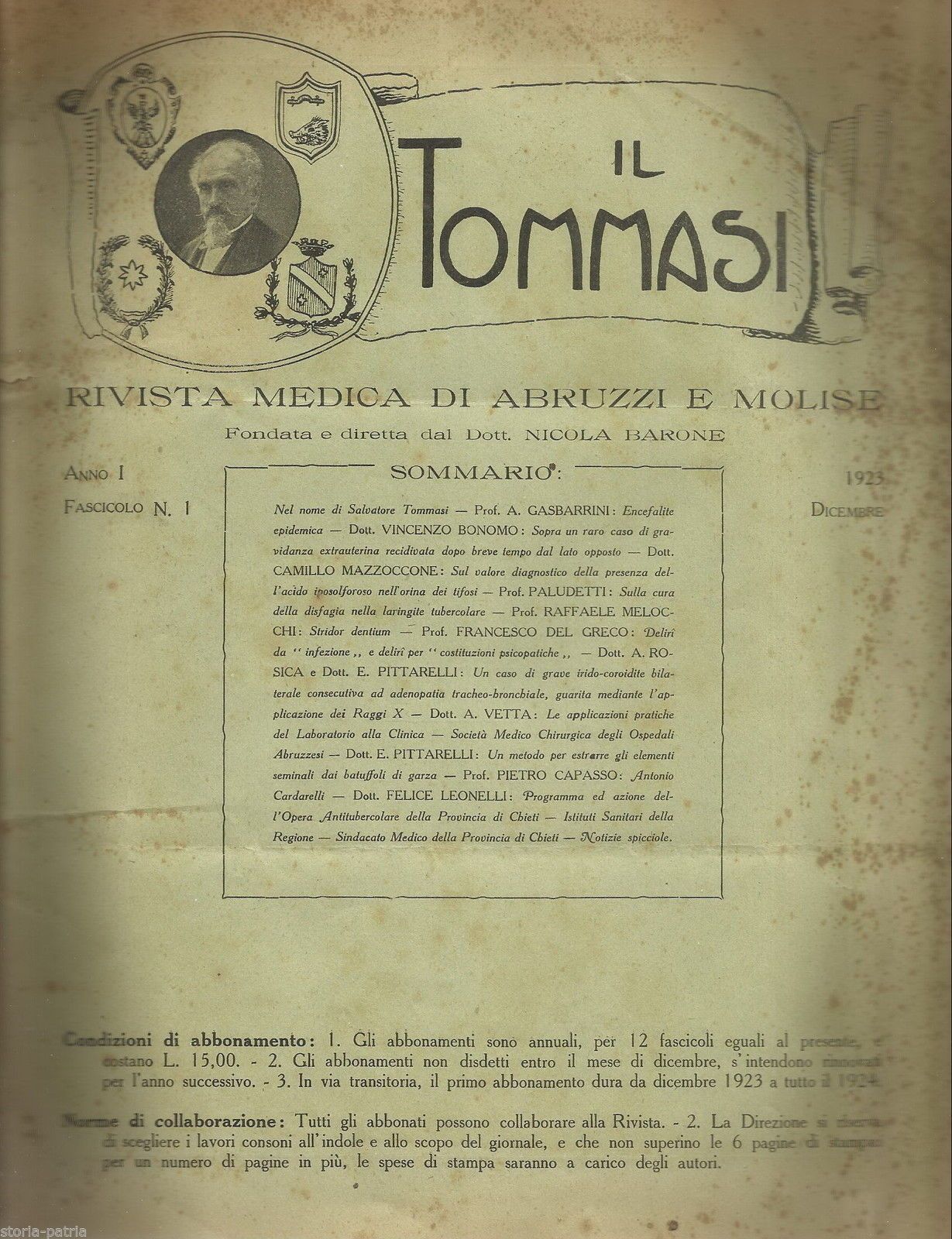 Il Tommasi: Rivista Medica Di Abruzzi E Molise, 1923 (Anno 1, N. 1)