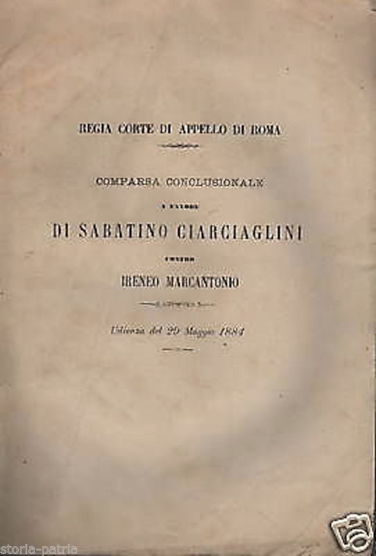 Comparsa Conclusionale Ciarciaglini Marcantonio (Chieti, 1884)