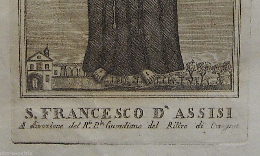 San Francesco d'Assisi, Stampa Devozionale Antica, Orsogna