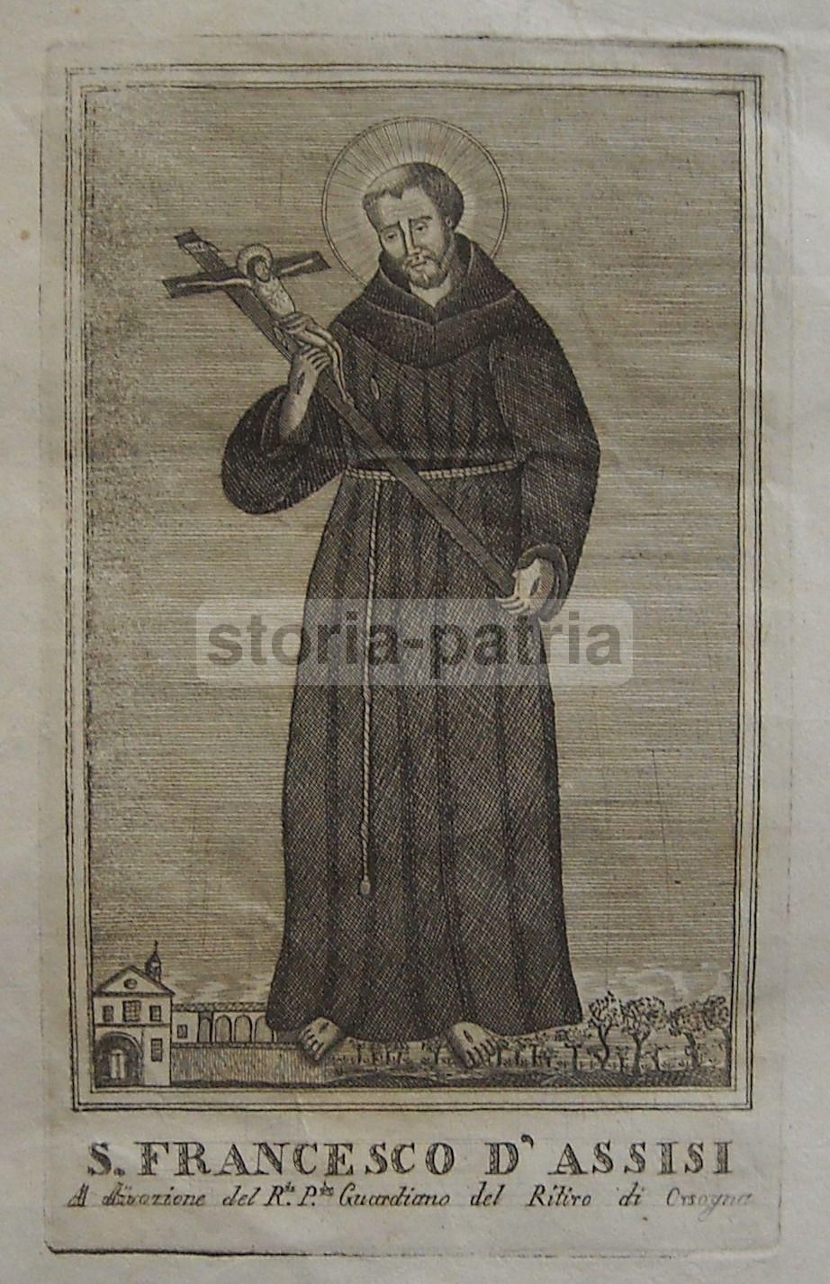 San Francesco d'Assisi, Stampa Devozionale Antica, Orsogna