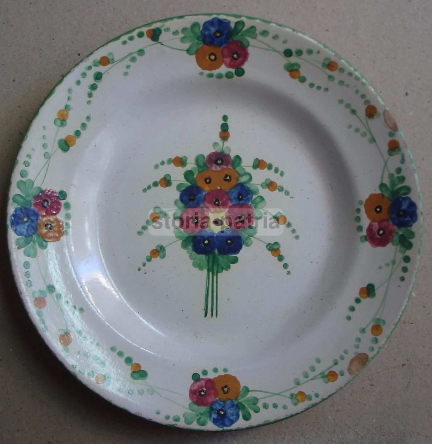 Piatto In Ceramica d'Emilio, Palena, Abruzzo, Decoro Floreale, Anni '20