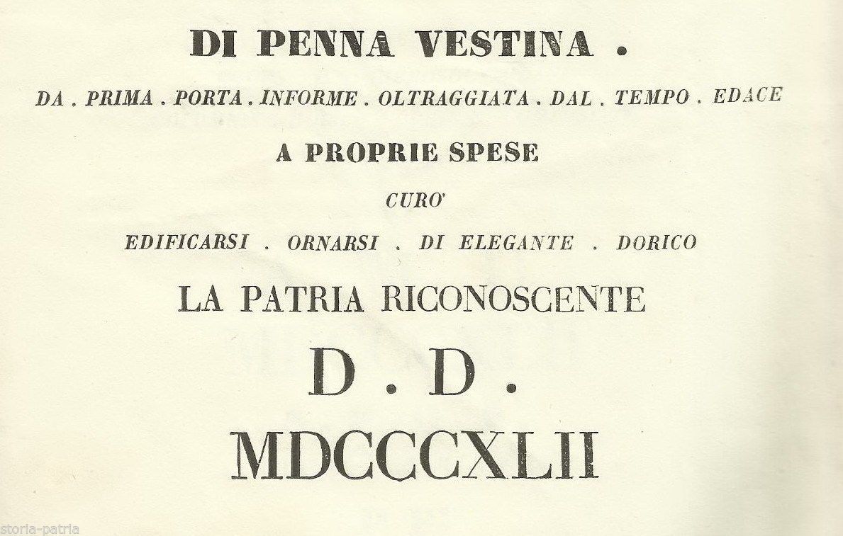Iscrizione Aliprandi Nocciano Penne Abruzzo Gerosolmitani 1842