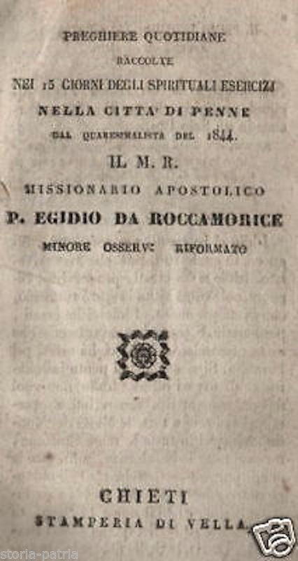 Preghiere Quotidiane, P. Egidio Da Roccamorice, Penne, 1844
