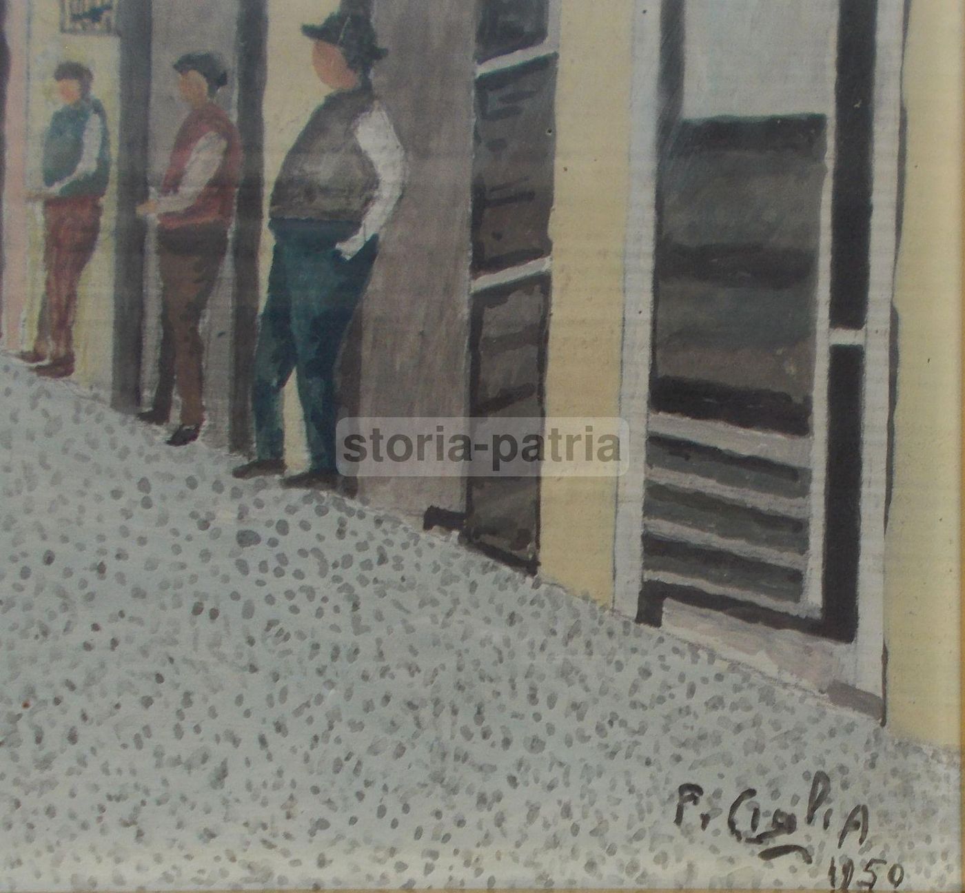 Dipinto Pescara Porta Nuova, Pietro Ciglia, 1950, Abruzzo Folkloristico