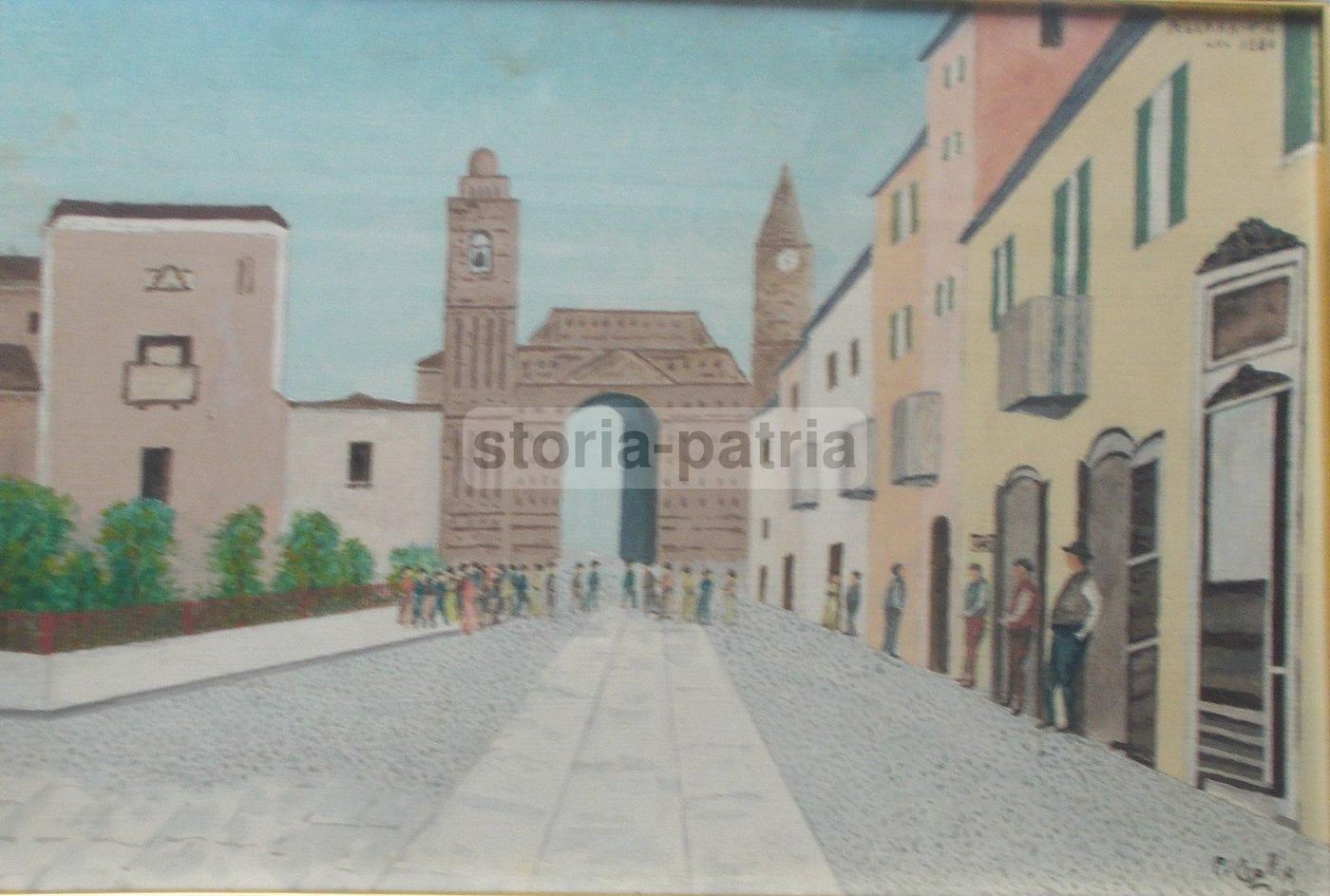 Dipinto Pescara Porta Nuova, Pietro Ciglia, 1950, Abruzzo Folkloristico