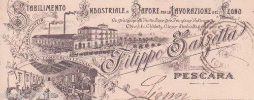 Cartolina Pubblicitaria Filippo Zazzetta Pescara 1899 Ebanisteria