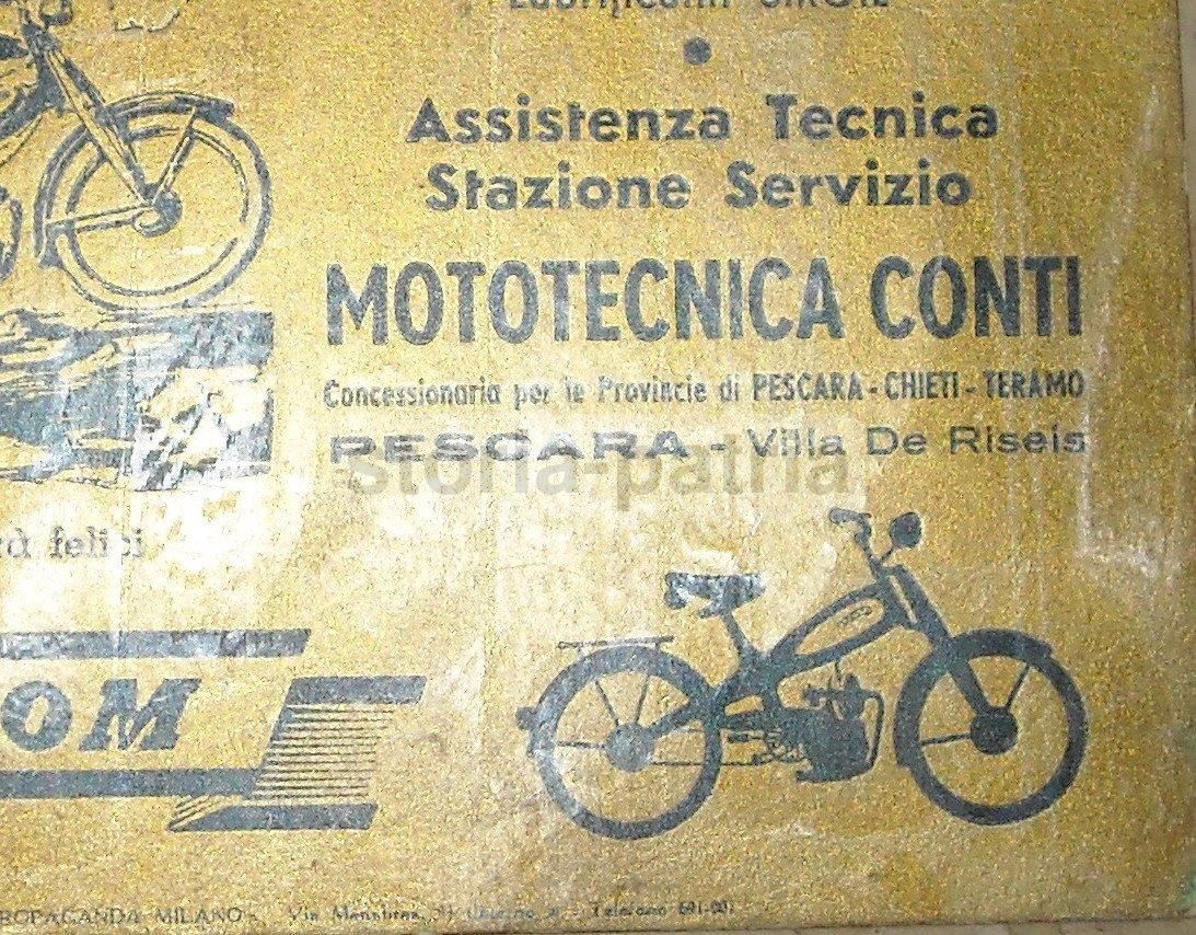 Locandina Pubblicitaria Motom Mototecnica Conti Pescara (anni '40 '60)
