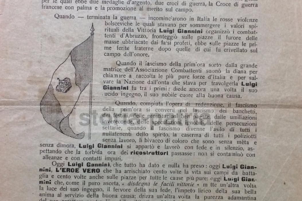 Volantino Politico Luigi Giannini Bandiera Nazionale Abruzzo '900