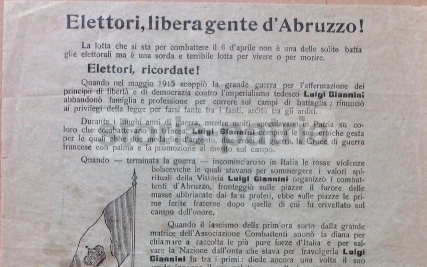 Volantino Politico Luigi Giannini Bandiera Nazionale Abruzzo '900