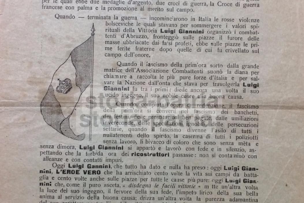 Volantino Politico Luigi Giannini Bandiera Nazionale Abruzzo '900