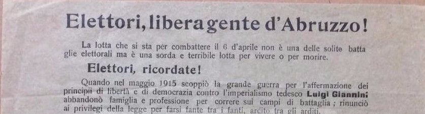 Volantino Politico Luigi Giannini Bandiera Nazionale Abruzzo '900