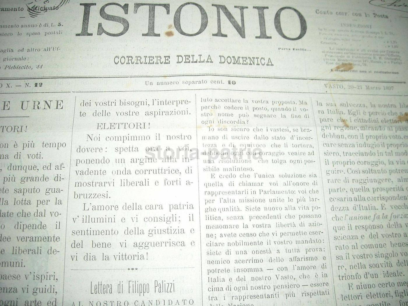 Corriere Della Domenica 1897, Vasto: Elezioni Ciccarone E Filippo Palizzi