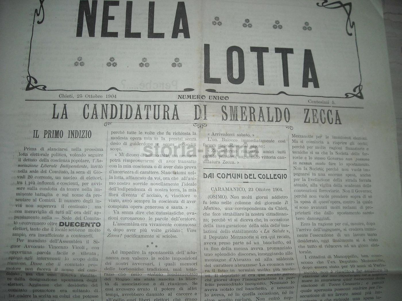 Giornale Elettorale Chieti 1904, Smeraldo Zecca, Abruzzo
