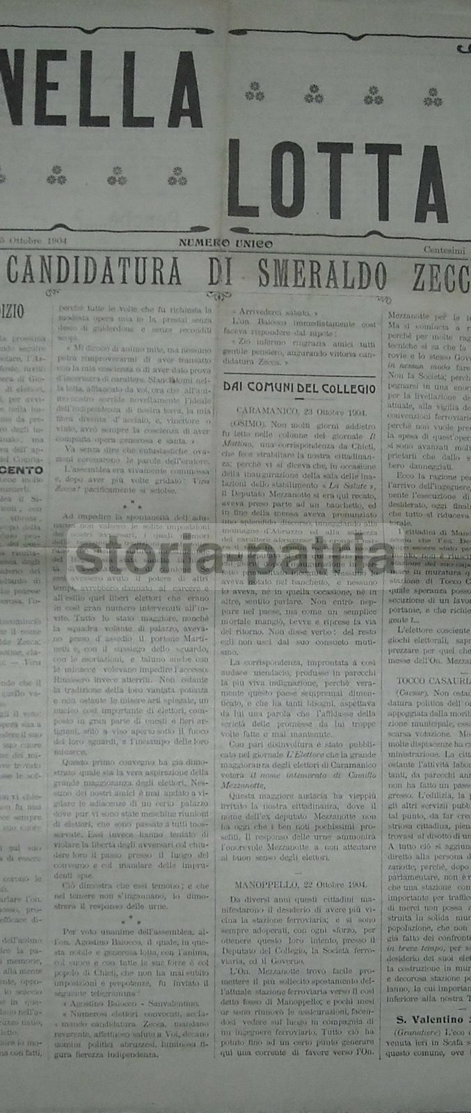 Giornale Elettorale Chieti 1904, Smeraldo Zecca, Abruzzo