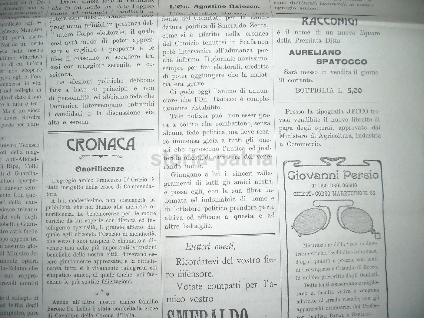 Giornale Elettorale Chieti 1904, Smeraldo Zecca, Abruzzo
