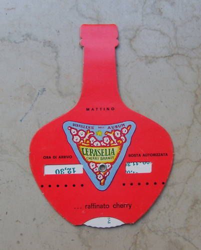Disco Orario Pubblicitario Aurum Cerasella Cherry Brandy, Anni '50