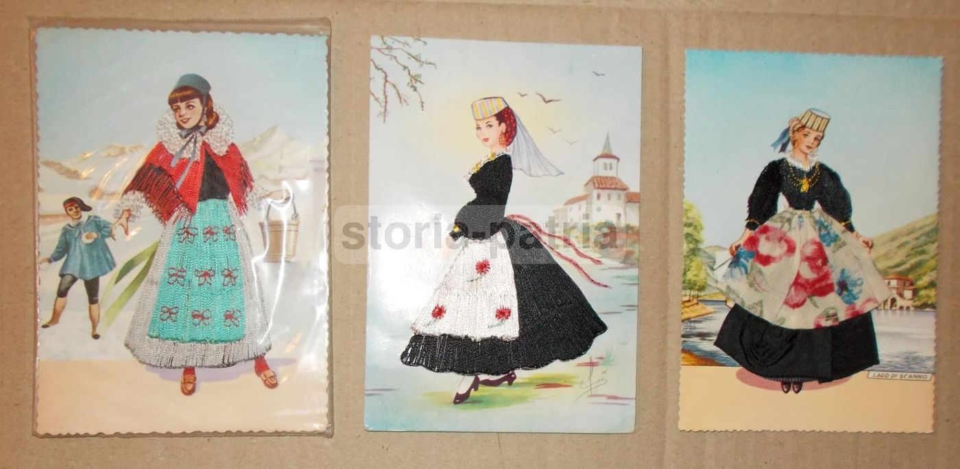 Cartolina Ricamata Scanno Costume Tradizionale Abruzzese Anni '50