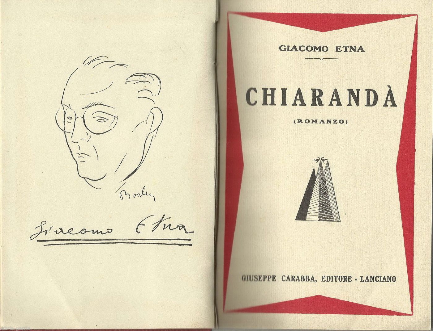 Chiarandà Di Giacomo Etna, Carabba 1931, Prima Edizione Autografata