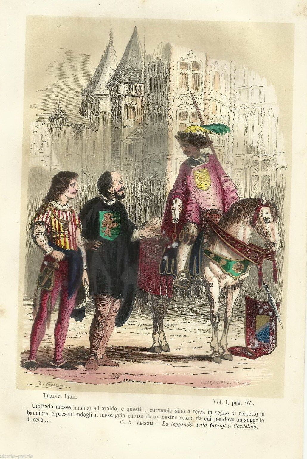 Stampa Antica Famiglia Cantelmo Sulmona Abruzzo Araldica 1850