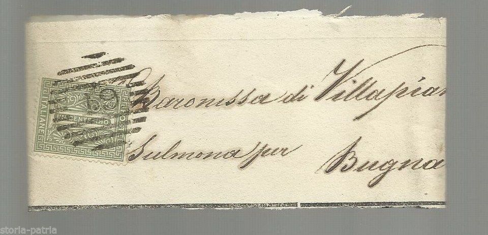 Antica Affrancatura Postale Sulmona Baronessa Villapiana, XIX Secolo