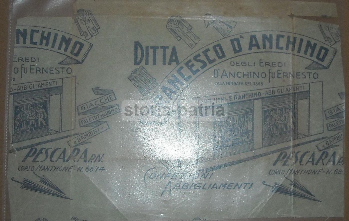 Carta Pubblicitaria Ditta d'Anchino, Pescara (anni '40 '60)