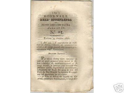 Giornale Dell'Intendenza Di Primo Abruzzo Ultra, 1833, Teramo (Palamolla)