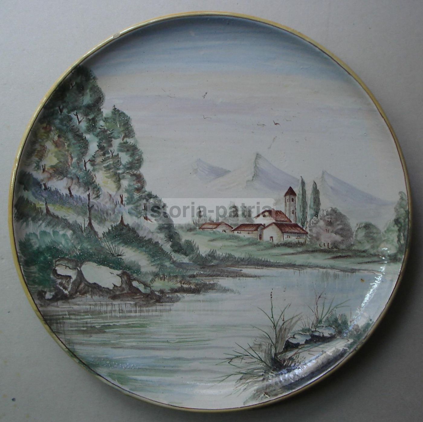 Piatto Ceramica Fuina Giulianova Paesaggio Abruzzo Anni '50