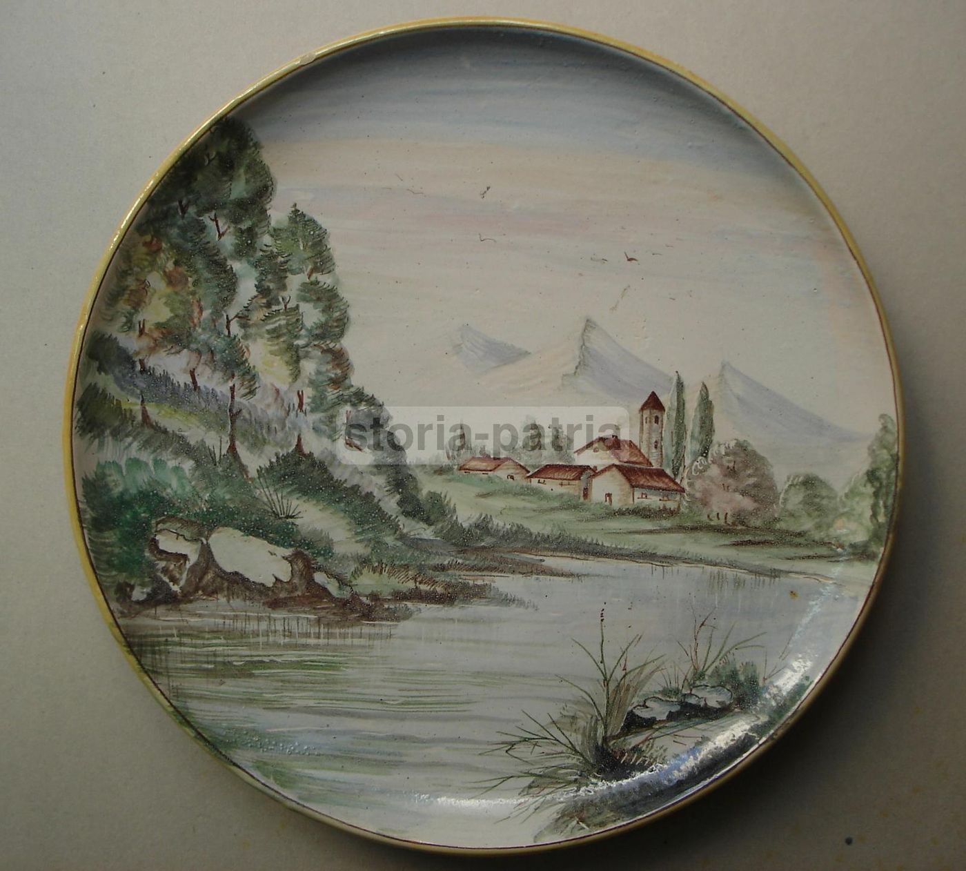 Piatto Ceramica Fuina Giulianova Paesaggio Abruzzo Anni '50
