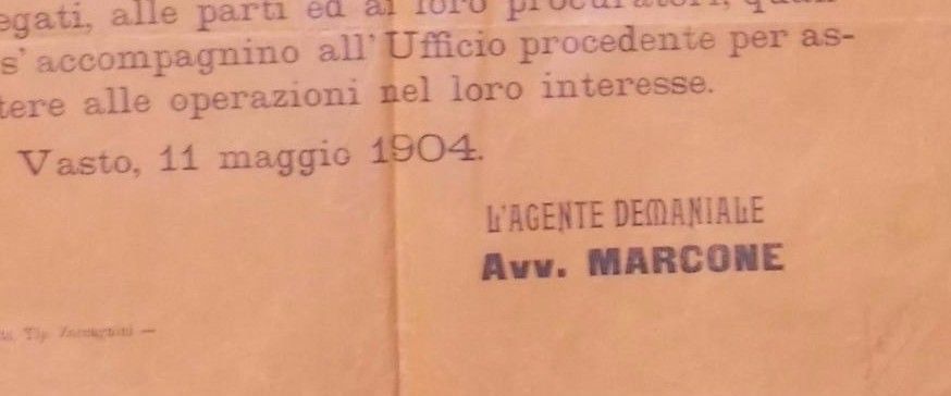 Manifesto Demanio San Salvo, Fiume Trigno, Abruzzo, 1904