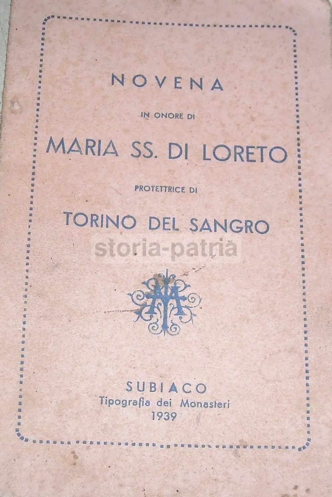 Novena In Onore Di Maria SS. Di Loreto, Torino Di Sangro (1939)