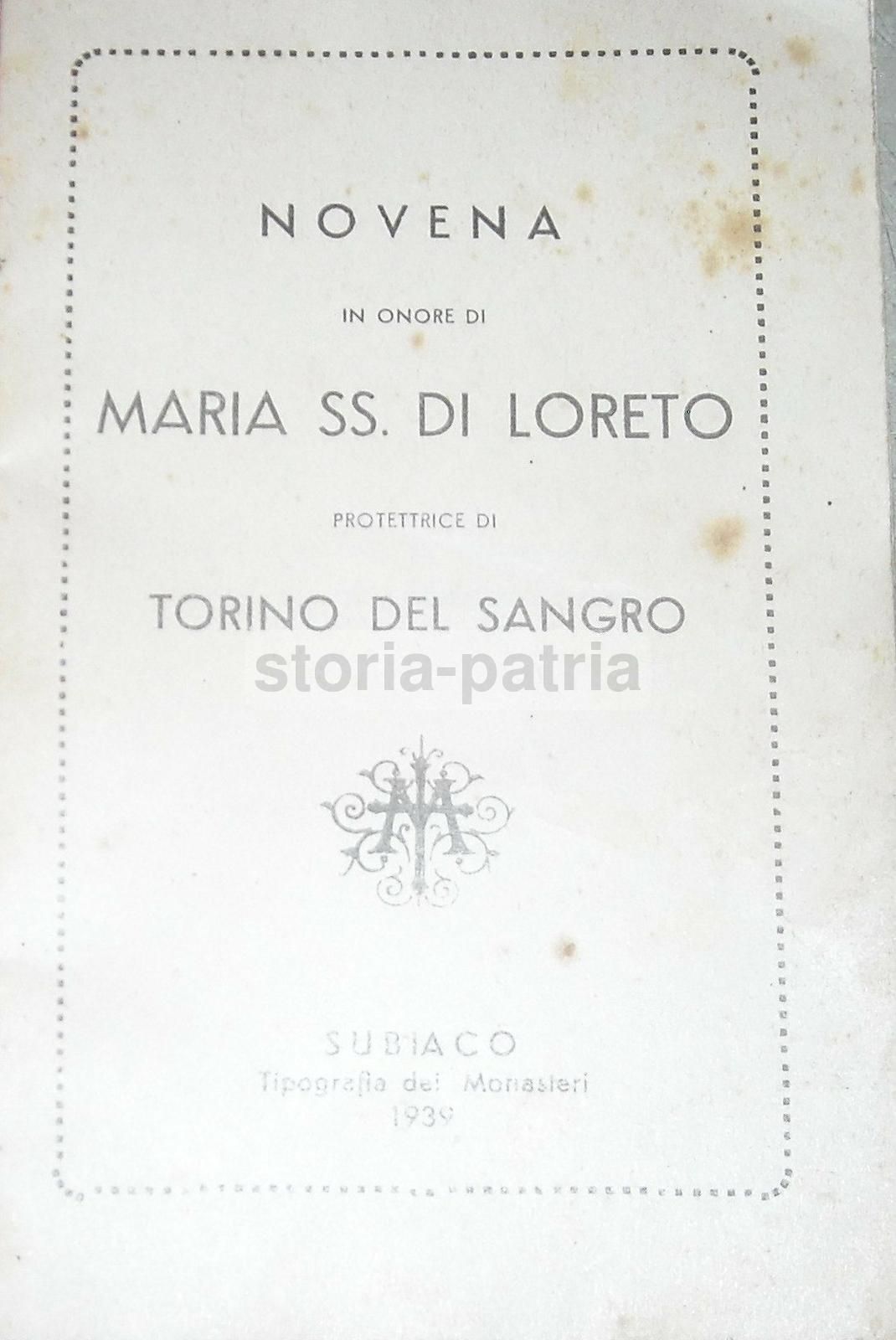 Novena In Onore Di Maria SS. Di Loreto, Torino Di Sangro (1939)
