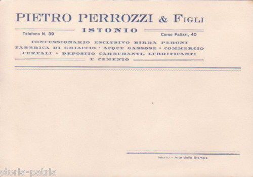 Cartolina Pubblicitaria Pietro Perrozzi & Figli, Vasto (Istonio), 1941