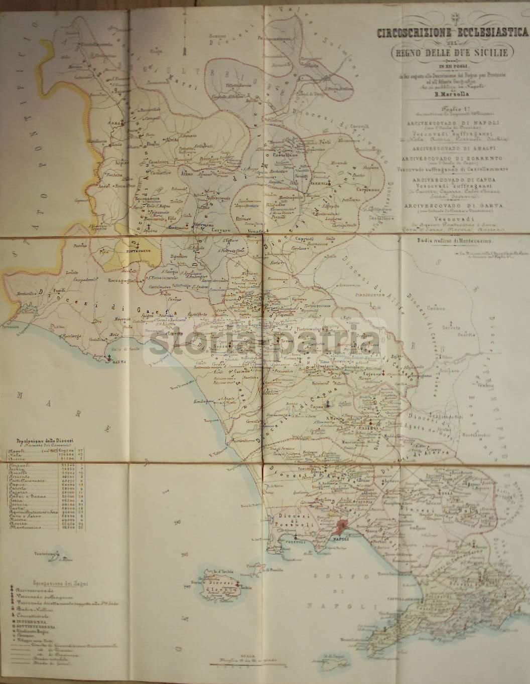 Mappa Delle Diocesi d'Abruzzo, 1859 (Chieti, Teramo, L'Aquila)