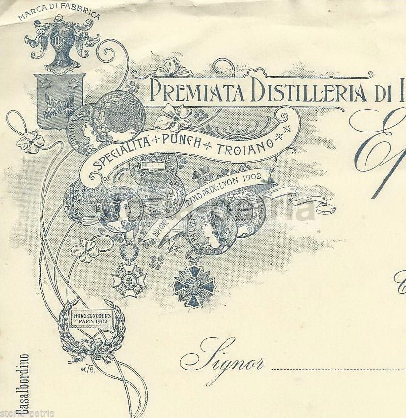 Carta Intestata Distilleria Troiano Villalfonsina Abruzzo 1910