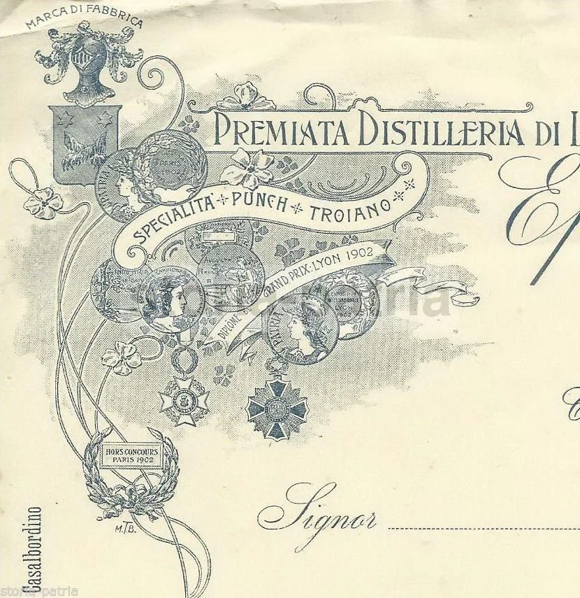Letterhead, Troiano Distillery, Villalfonsina, Abruzzo 1910