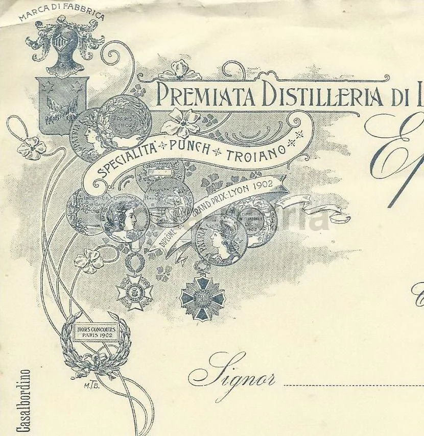 Letterhead, Troiano Distillery, Villalfonsina, Abruzzo 1910