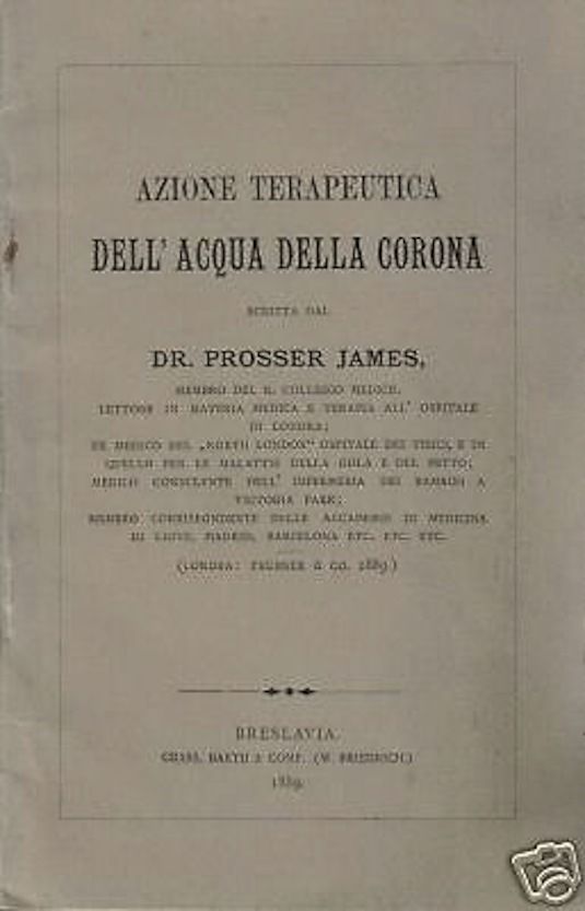 Acqua Terapeutica Corona 1889: Idrologia Medica, Urologia, Gotta