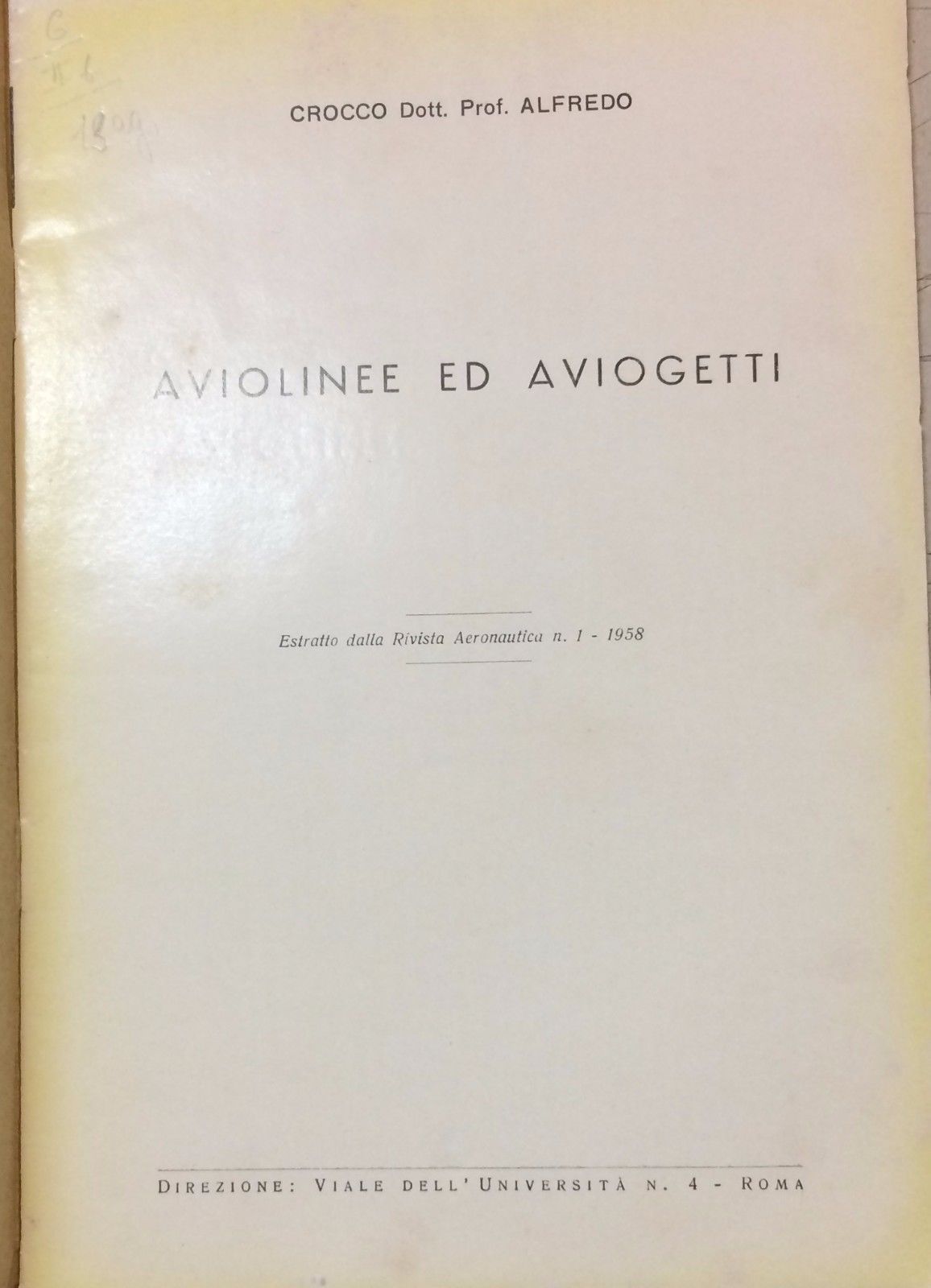 Aviolinee Ed Aviogetti Di Alfredo Crocco, 1958, Rivista Aeronautica