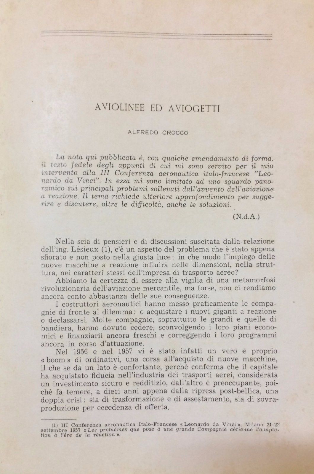Aviolinee Ed Aviogetti Di Alfredo Crocco, 1958, Rivista Aeronautica