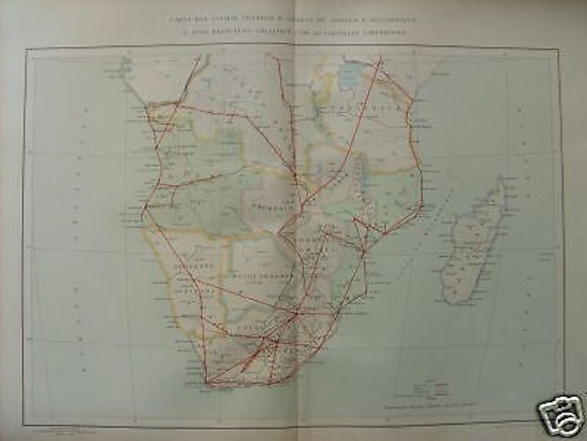 Mappa Ferrovie E Linee Aeree Angola E Mozambico 1944
