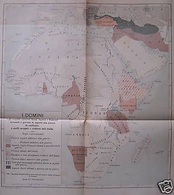 Mappa Dell'Africa E Dei Possedimenti Coloniali Italiani, Russi, Inglesi E Francesi, 1917