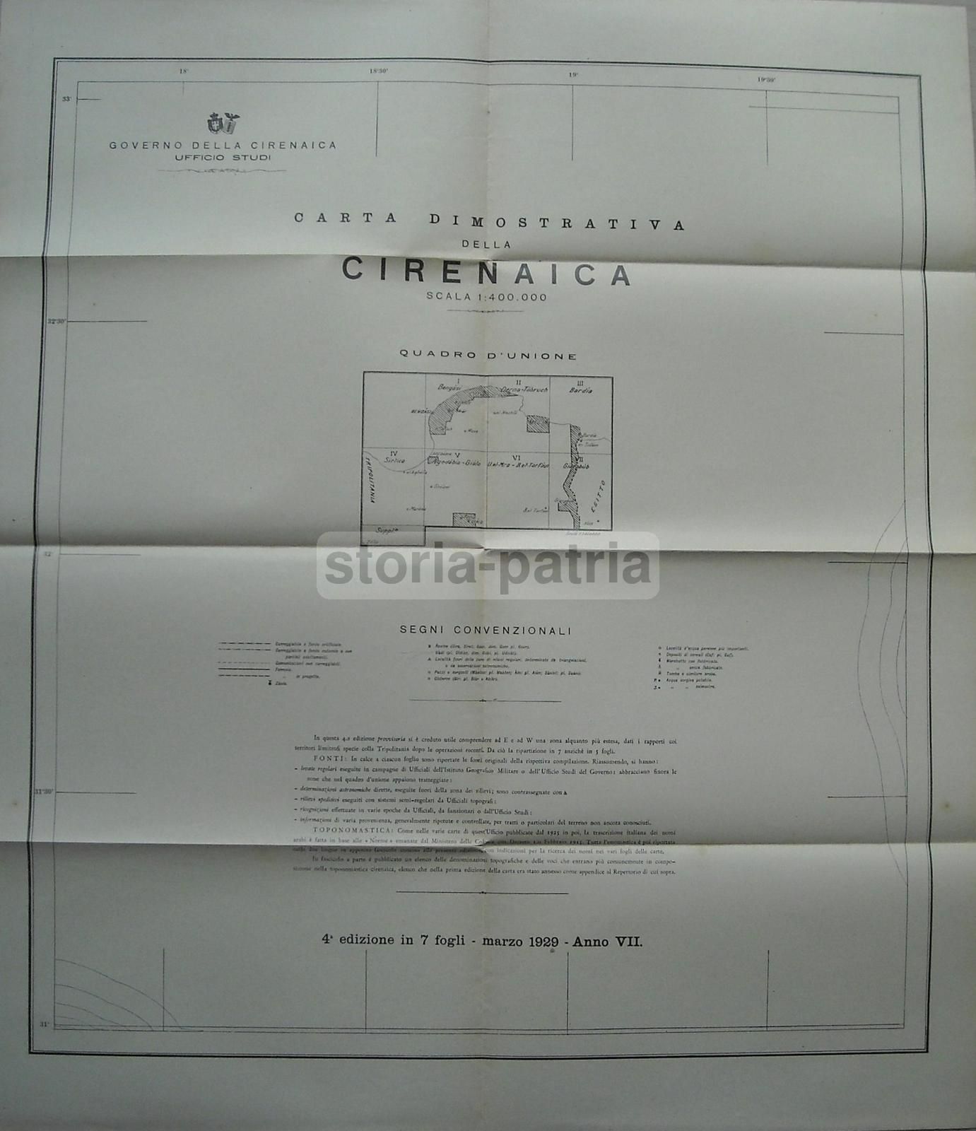 Mappa Geografica Cirenaica Bardia 1928 Libia Colonia Italiana