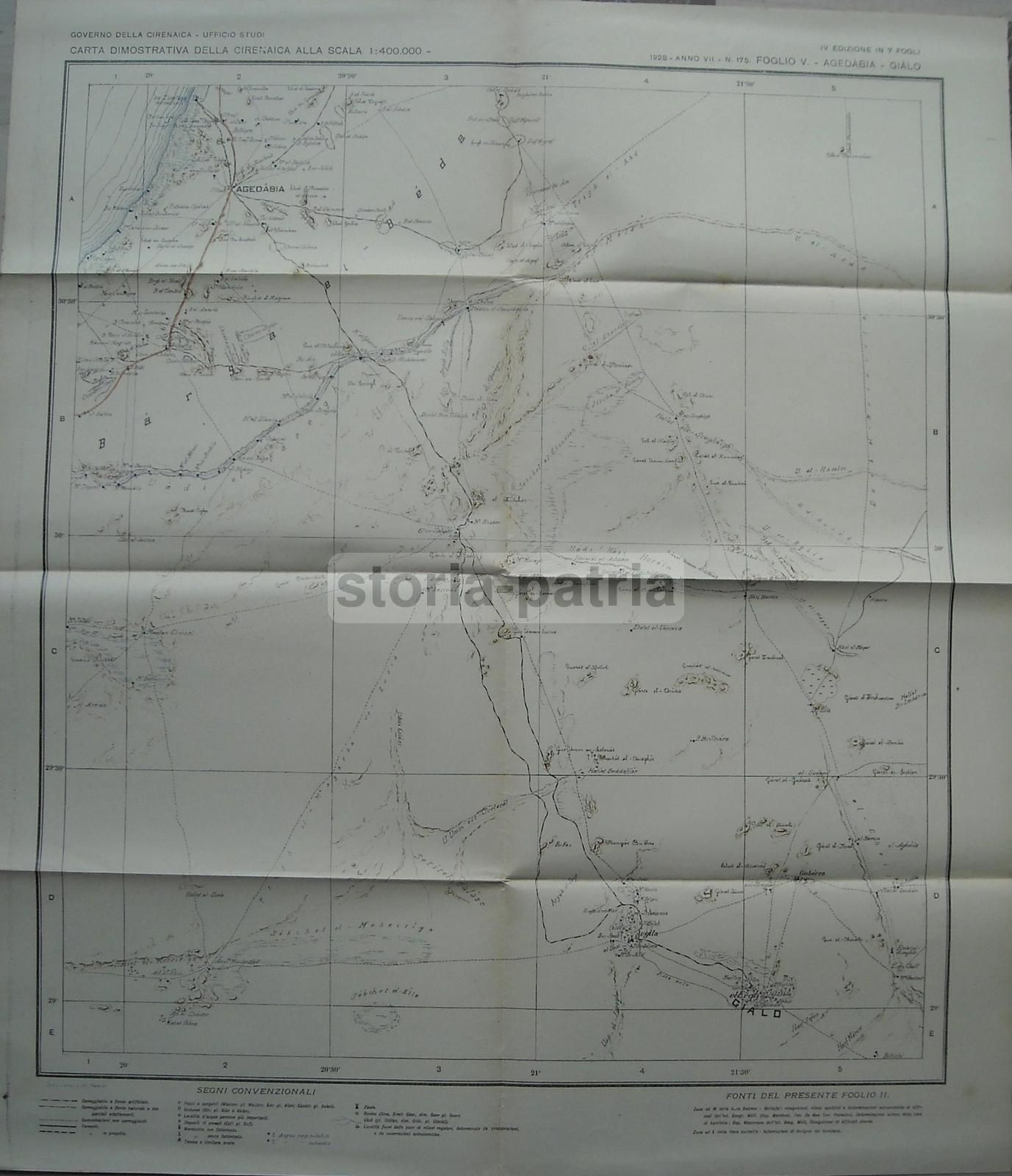 Mappa Geografica Cirenaica Bardia 1928 Libia Colonia Italiana