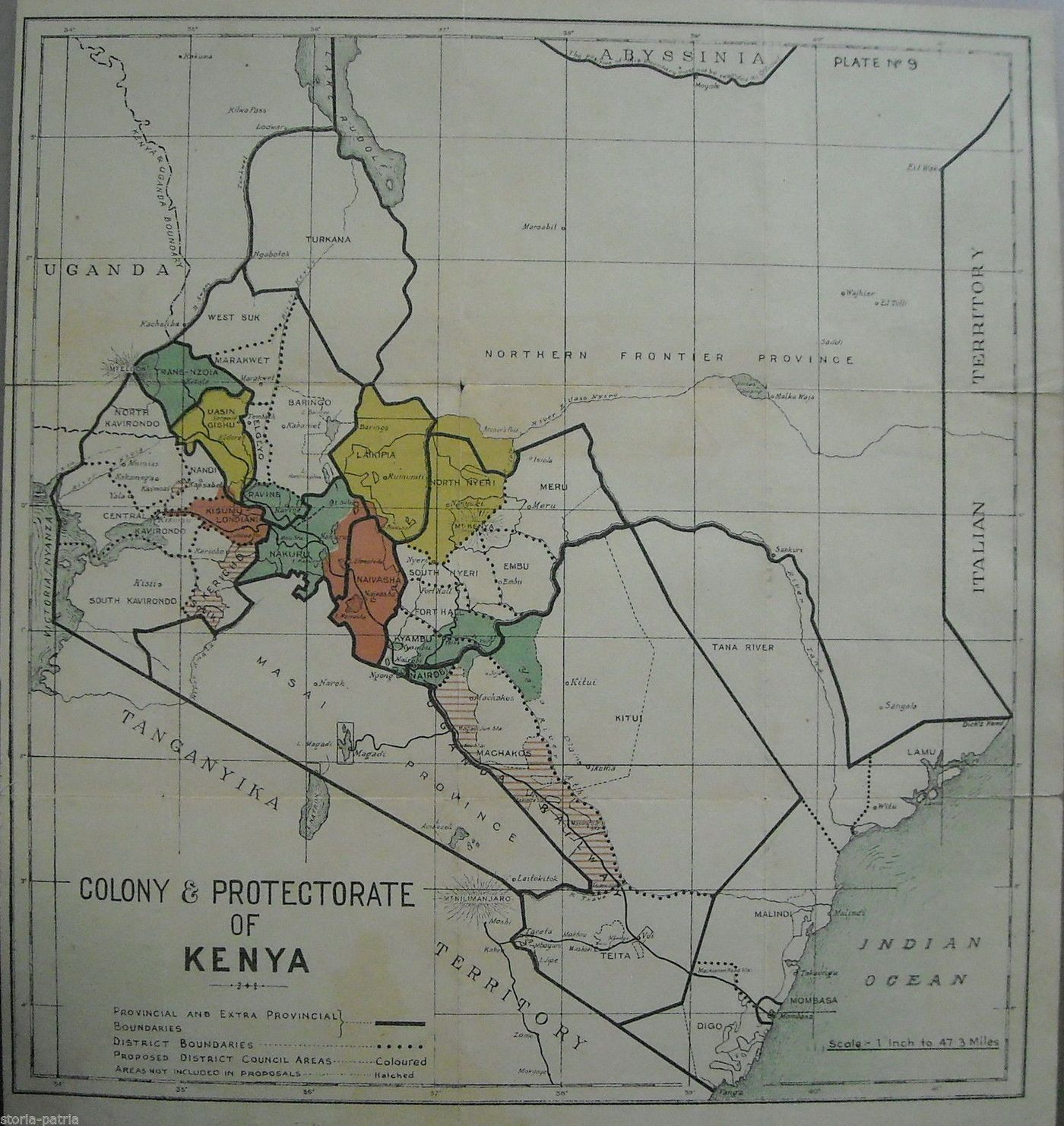 Mappa Antica Del Kenya, Uganda E Mombasa, Anni '30